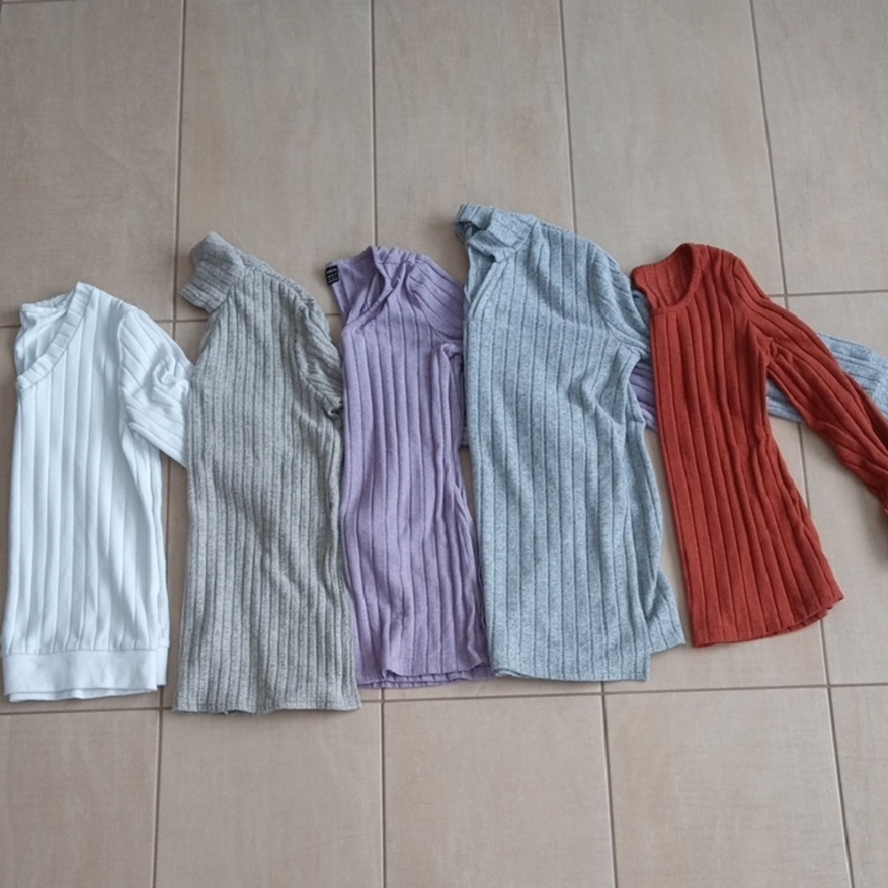 Women's Ribbed Knit Tops - Multi-Color Set